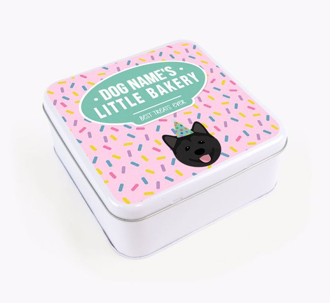 'Little Bakery' Square Treat Tin with {breedFullName} Icon